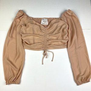 Style Rack Pale Pink Cropped Blouse with Front Ruching Size S